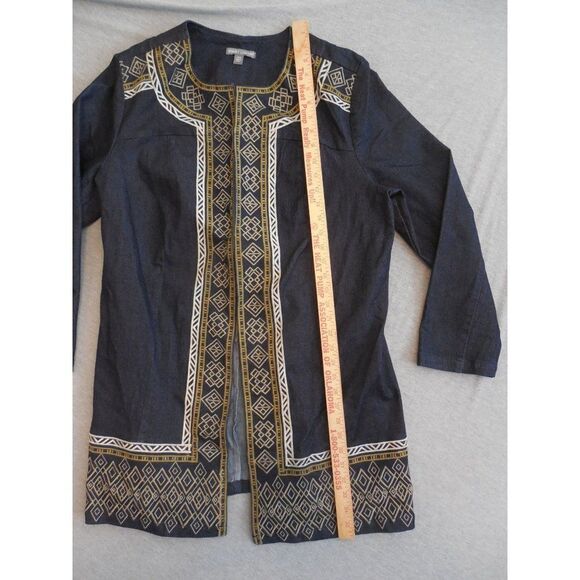 Jessica London Embroidered Jacket Women Sz 20 W Denim Long Sleeve Boho - Picture 3 of 6